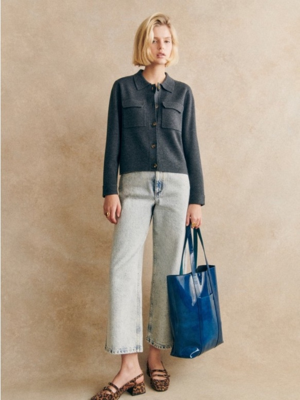 Sezane Anthracite Grey Betty Cardigan, BNWT, Size L